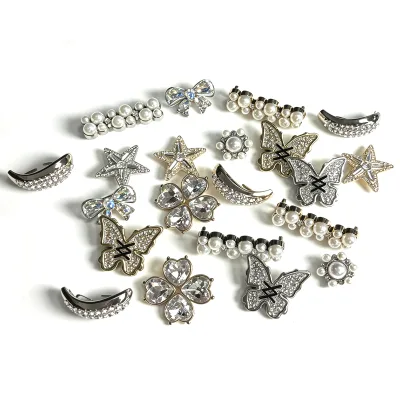 Shoes Buckles Accessories Fashionable butterfly Crystal Rhinestone Clips DIY Trendy Style Pearl Garment Decorations Accessories