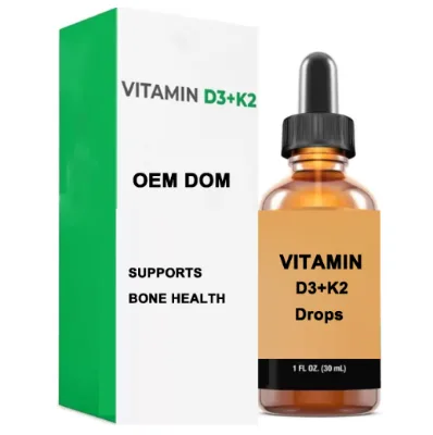 OEM Private Label Vegan Oral Liquid Supplements Immune Support Zinc Calcium Iron Vitamin D3 K2 Drops 30ml Bottle GMP Certified