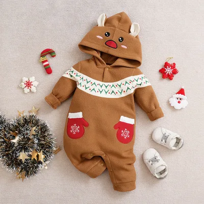 Alibuy Christmas Baby Jumpsuit, Baby Cross-border New Year Crawling Clothes, Cotton Long Sleeved Pullover Clothes Purchasing Agent