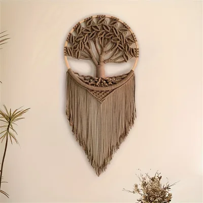 Macrame Tree of Life Wall Hanging, Boho Woven Decor for Living Room & Bedroom, Modern Home Art Accent