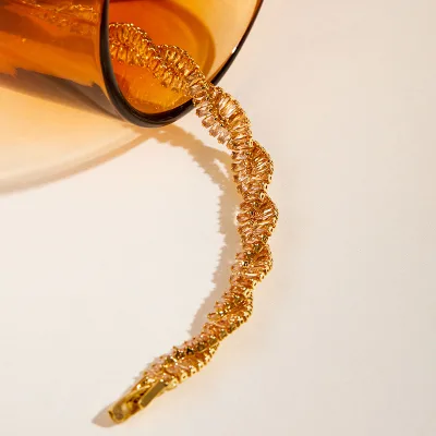 Euro Style Light Luxury Zircon Material Exquisite Bracelet Copper Plated 18K Real Gold Metal Fashion Trend Hand Jewelry Gift