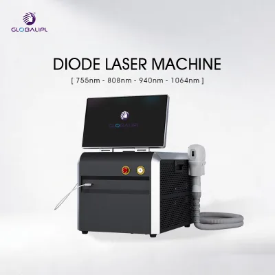 Portable Desktop 3-Wavelength 755 808 1064nm Ice Cooling Laser Professional Hair Removal System Dual Handpieces OEM ODM