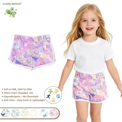 Girls' butterfly Printed Sports Cotton Shorts for Summer Daily Leisure and Outdoor Sports and Play Wear Girl Shorts