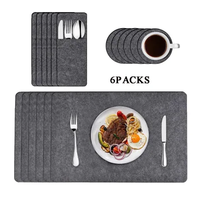 High Quality Customized Square Country Style Eco-Friendly Felt Placemat with Coasters Laser-Cut Design 3-5MM Thickness