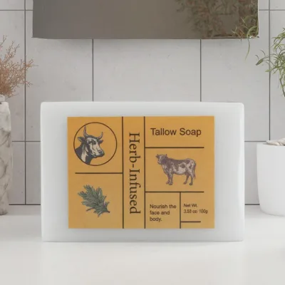 YURHERSU Organic Natural Handmade Beef Tallow Soap Bar Moisturizing Whitening Face & Body Soap Deep Cleansing