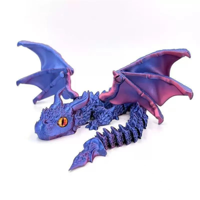 3D Printed Double Horns Flying Dragon Creative Handheld Animal Toy Model 3D Linked Dragon Printed Dinosaur Toy