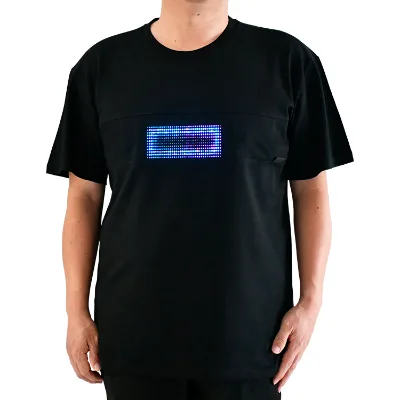 Led T-shirt with Freely Programmable Texts, Graphics & Animations Control Via Smartphone Rgb Display with 512 Pixels
