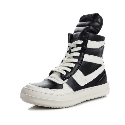 Womens High Top Casual Walking Shoes Artificial Leather PU Lining Rubber Sole Black Lace up Streetwear for Women Daily Wear