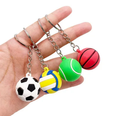 Custom 3D Cartoon Mascot Rubber Silicone PVC Plastic Keychain Football Soccer Competition Pendant