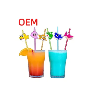 Custom Cartoon Plastic Water Cup Straws With Cute Animal Figure Toy for Wholesale