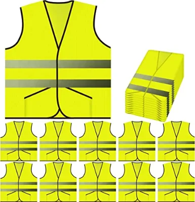 10pack Economic Simple Structure Breathable Yellow Out Door Running Traffic Reflective Safety Vest