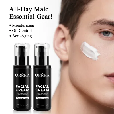 QBEKA Natural & Organic Men's Face Cream Skin Moisturizer with Collagen,Retinol, Hyaluronic Acid Daily Face Lotion for Men
