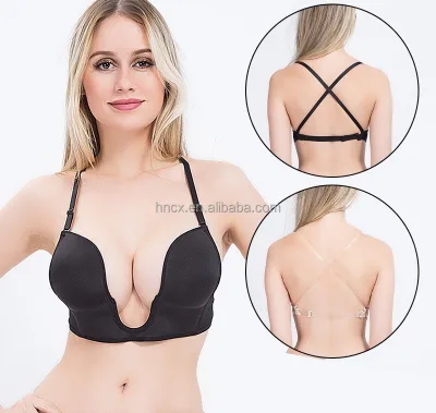 Hot Selling Deep V Sexy Women's Sexy Lingerie Push up Back Cross Bra