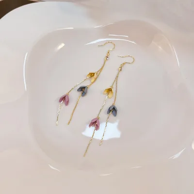 Modern Design Irregular Long Tassel Flower Earrings for Women