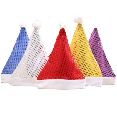 Wholesale Santa Claus Sequin Hat Christmas Headwear for Women and Men's Costume Decoration for Xmas Party