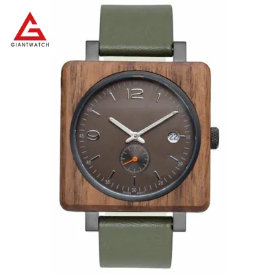 Bamboo square Wood Watch with Japanese Quartz Movement in Wholesales Price