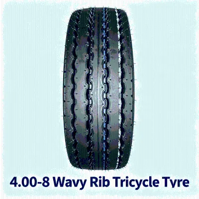 New HONGYUAN 4.00-8 Nylon Wavy Rib Tricycle Tyre Anti-Slip Wear-Resistant Rubber 400KG Load-Bearing 6/8RP Ply Rating Replacement