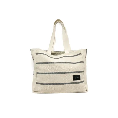 Promotion Gift Manufacturers Wholesale Striped Canvas Bag Environmental Shopping Bag Handbag Beach Bag