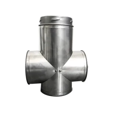 Wholesale Stove Flue Pipe Parts 4 Way Flue Pipe Cross Joint with End Door 90 Degree Tee