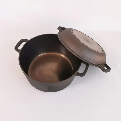 Satin smooth Polished 10-Inch Dutch Oven with Lid Complete Cast Iron Pots and Pans Set