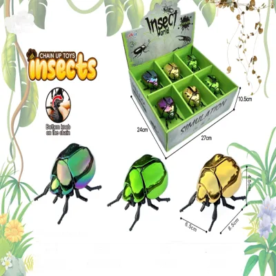 Creative Prank Electroplated Wound Spring Scarab Beetle Simulation Insect Model Children's Educational Toy Plastic
