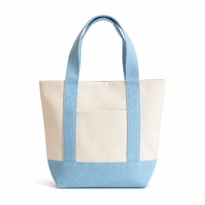 Wholesale Custom Printed Logo Reusable Plain Blank Small Mini Mint Blue Pink Candy Color Gift Cotton Canvas Shopping Tote Bag