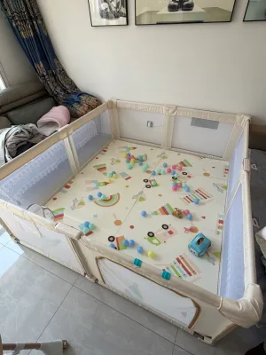 Foldable Fabric Square Baby Playpen Floor-standing Safety Mesh Enclosure Wheels Model Fence 1.27x1.27m 1.2x1.8m for Bulk