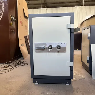 Hotel Double Key Mechanical Lock Security Safe Thick Anti-Pry Steel Home Office Money Safe Box With Movable Bottom Wheels