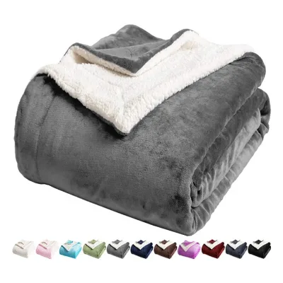 Sherpa Knitted Fleece Blanket Reversible Queen/Twin/Double Size Cozy Warm Velvet Solid Fuzzy Plush Microfiber CouchThrow Blanket