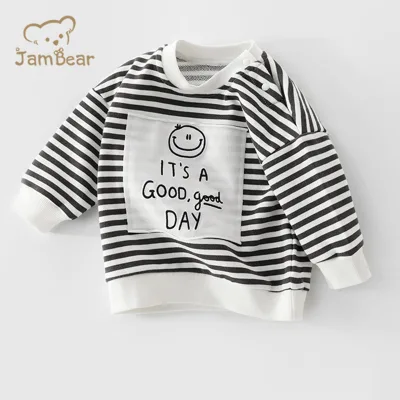 Organic Baby Sweatshirt Custom Knitted Baby Quilted Sweatshirt  Embroidery Cute Fernch Terry Baby Sweatshirt