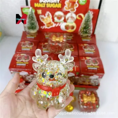 New New Christmas Fawn Pinch Transparent Sequins Elk Hand Pinch Maltose Decompression Release Slow Rebound