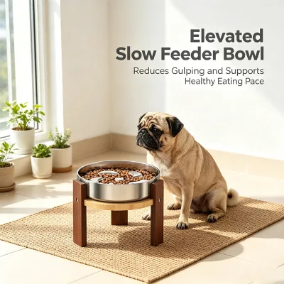 Premium Elevated Slow Feeder Dog Bowl Set Anti Choking Pet Food Bowl Indoor Home Use Feeding Dish