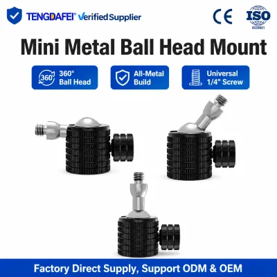 Universal 1/4" Ball Head Camera Mount with 3/8" Adapter, Metal Swivel Ball for DSLR Mirrorless GoPro Smartphone Ring Light