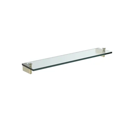 Modern Wall Mounted Shower Room Single-layer Shelf, Durable Rectangular Transparent Glass Shelf, Suitable for Bathrooms