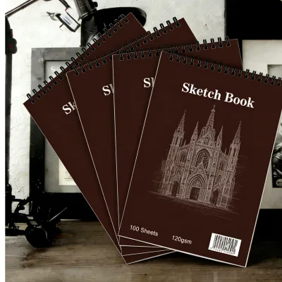 A4 Thickened Spiral Hardcover Sketchbook for Art Students Pencil Painting Paper Cover Sketch Drawing 60 Sheet Inner Pages