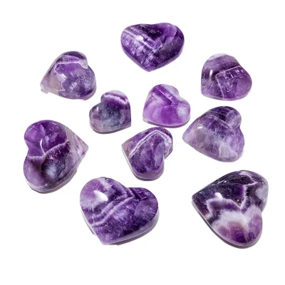 Wholesale Natural Dream Amethyst Heart Carved Quartz Crystals Gemstone for Gift or Decoration