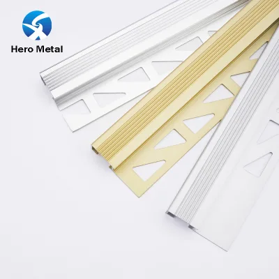 Modern Style OEM Logo Aluminum Profile Trim Sliver Waterproof Anti Slip Stair Nosing for Apartment