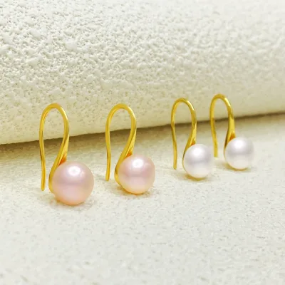 Classic Minimalist High Heel Dangle Earrings Gold Plated Natural Freshwater Pearl Hook Earrings Wedding Bridesmaid Gift
