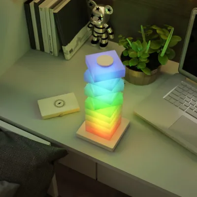 New Business Gift DIY Colorful ABS LED Touch Control Wireless Charging Table Night Light Mobile Phone