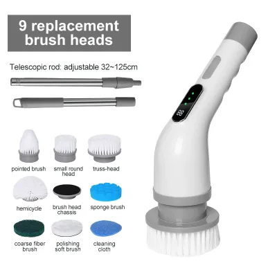 Sunshine Electric 9-Head Cordless Power Scrubber Replaceable ABS Household Cleaning Brush Eco-Friendly Car House Plastic
