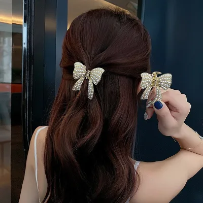 NEW Rhinestone Hair Clip Small Size Metal Butterfly Shark Hair Claw Clips Half-Tied Hair Headdress with Rhinestone