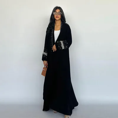 Women's long skirt hot drill foam cardigan gown dress with scarf