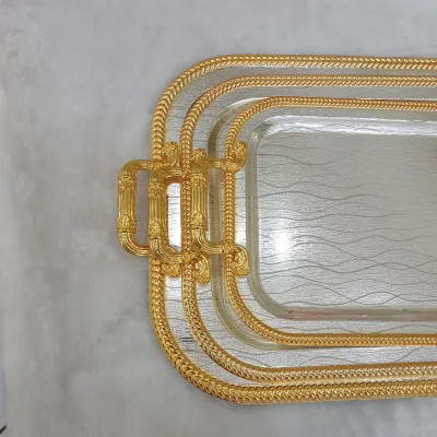 Round Large Metal Stainless Steel Serving Trays 55CM 60CM 65CM 70CM Golden Silver Finish for Fruit Nuts Chocolate