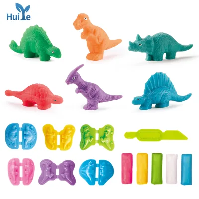 Huiye Safe Nontoxic Clay Play Dough Kit Toy Dinosaur Tool Set Colorful Clay Cartoon Accessories and Moulds