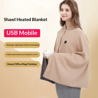Electric Heating Temperature Control Washable Portable Outdoor Shawl USB Charging Soft and Warm Blanket for Office Use