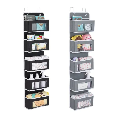 Promotional Foldable Over the Door 5 Pockets Hanging Organizer with Clear Window for Living Room,Bedroom,Dorm,Home Storage Bag
