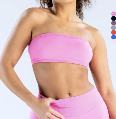 Slimming Strapless High Support Twist Sports Bra Breathable Sweat Wicking Quick Dry Front Logo Yoga Bra