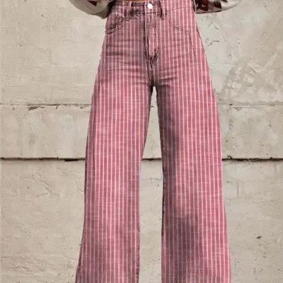 Trendy Unisex Denim Pants with Large Unique Pocket Comfortable Blended Fabric Customized Logo Waist for Men Women cargo pants
