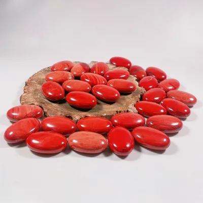 High Quality Carved Healing Red Jasper Oval Stone Massage Stone Energy Healing Massage Gemstone