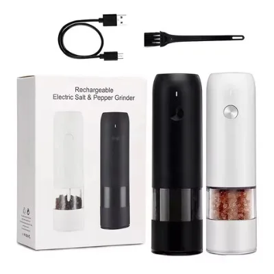 USB Rechargeable Electric Salt and Pepper Grinder Set Adjustable Grinding Coarseness Automatic Pepper Mill Grinder